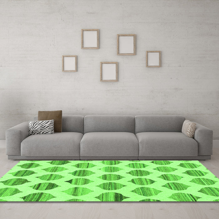Machine Washable Solid Green Modern Area Rugs in a Living Room,, wshabs1923grn