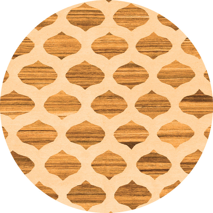 Round Machine Washable Solid Orange Modern Area Rugs, wshabs1923org