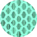 Round Machine Washable Solid Turquoise Modern Area Rugs, wshabs1923turq