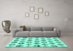 Machine Washable Solid Turquoise Modern Area Rugs in a Living Room,, wshabs1923turq