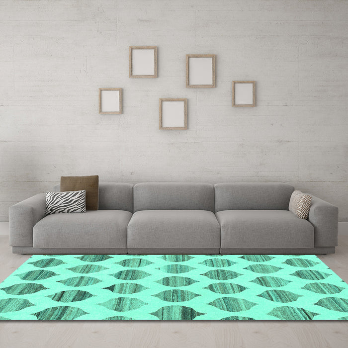Machine Washable Solid Turquoise Modern Area Rugs in a Living Room,, wshabs1923turq
