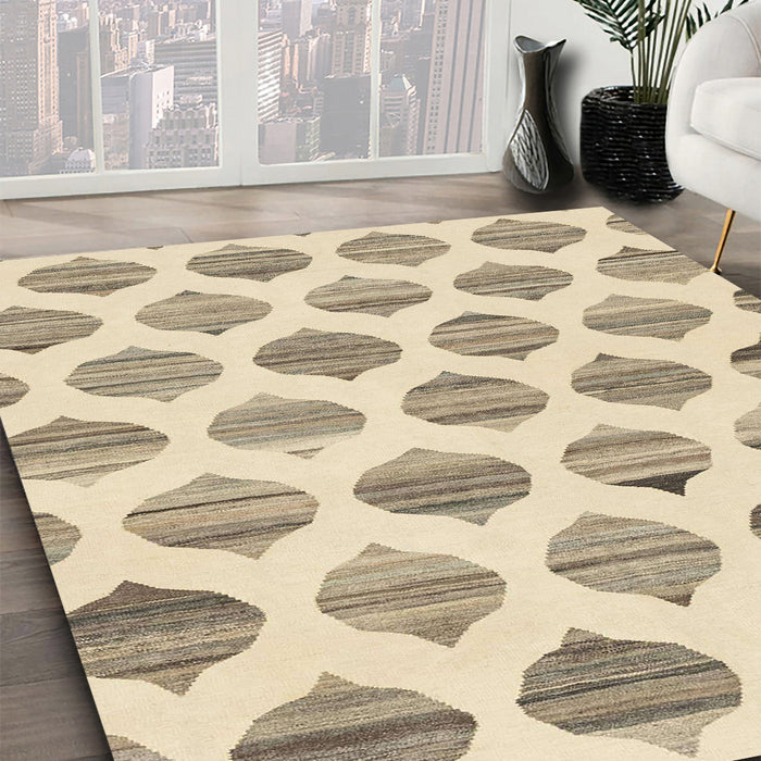 Abstract Khaki Gold Solid Rug in Family Room, abs1923