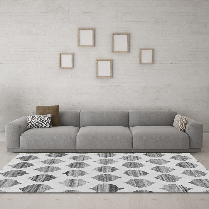 Machine Washable Solid Gray Modern Rug in a Living Room,, wshabs1923gry