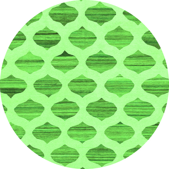 Round Machine Washable Solid Green Modern Area Rugs, wshabs1923grn