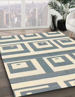 Abstract Light Slate Gray Oriental Rug in Family Room, abs1924