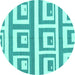 Round Oriental Turquoise Modern Rug, abs1924turq