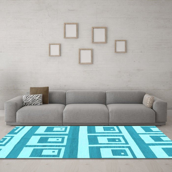 Machine Washable Oriental Light Blue Modern Rug in a Living Room, wshabs1924lblu