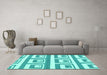 Machine Washable Oriental Turquoise Modern Area Rugs in a Living Room,, wshabs1924turq