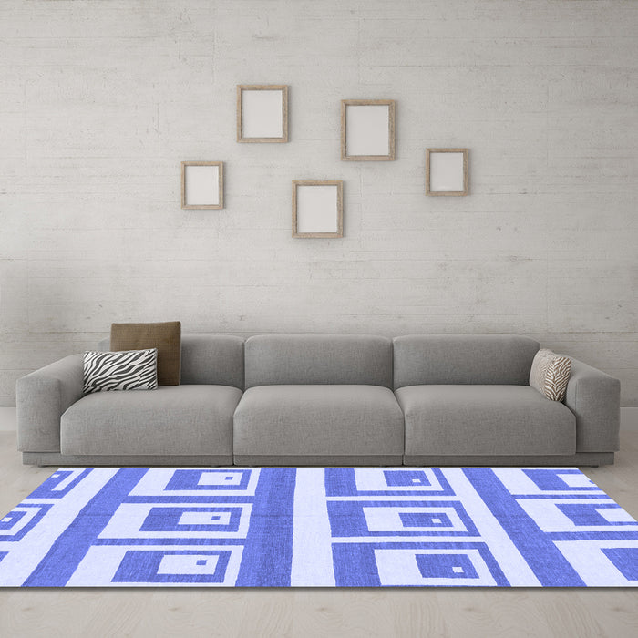Machine Washable Oriental Blue Modern Rug in a Living Room, wshabs1924blu