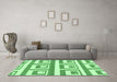 Machine Washable Oriental Emerald Green Modern Area Rugs in a Living Room,, wshabs1924emgrn