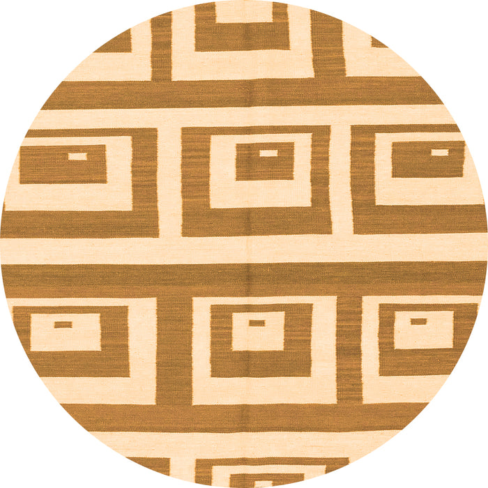 Round Machine Washable Oriental Orange Modern Area Rugs, wshabs1924org