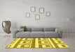 Machine Washable Oriental Yellow Modern Rug in a Living Room, wshabs1924yw