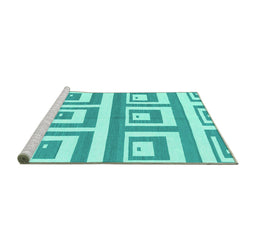 Sideview of Machine Washable Oriental Turquoise Modern Area Rugs, wshabs1924turq
