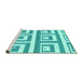 Sideview of Machine Washable Oriental Turquoise Modern Area Rugs, wshabs1924turq