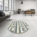 Round Machine Washable Abstract Light Slate Gray Rug in a Office, wshabs1924