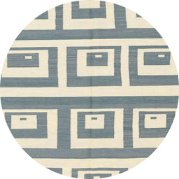 Round Abstract Light Slate Gray Oriental Rug, abs1924