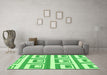 Machine Washable Oriental Green Modern Area Rugs in a Living Room,, wshabs1924grn