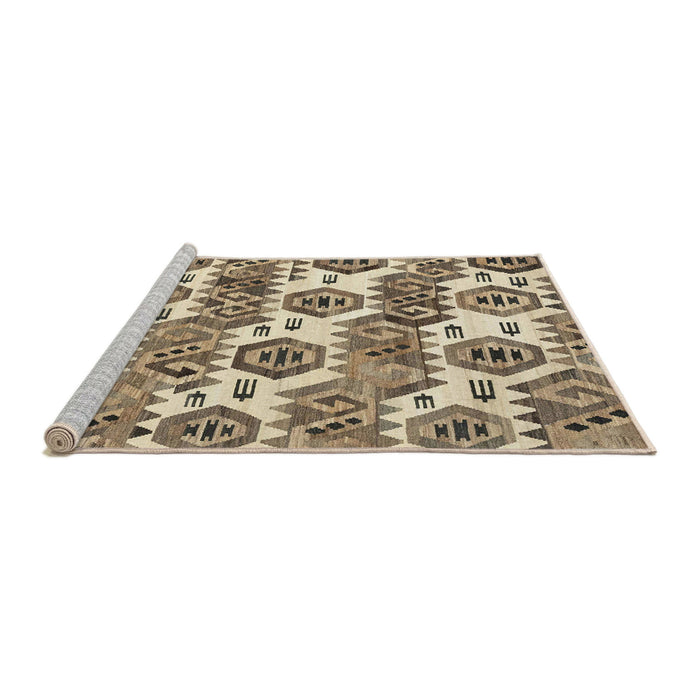 Sideview of Machine Washable Abstract Brown Rug, wshabs1925