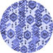 Round Machine Washable Abstract Blue Modern Rug, wshabs1925blu