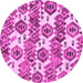 Round Machine Washable Abstract Pink Modern Rug, wshabs1925pnk