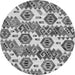 Round Machine Washable Abstract Gray Modern Rug, wshabs1925gry