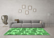 Machine Washable Abstract Emerald Green Modern Area Rugs in a Living Room,, wshabs1925emgrn