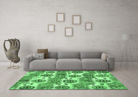 Machine Washable Abstract Emerald Green Modern Rug, wshabs1925emgrn