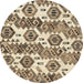 Round Abstract Brown Modern Rug, abs1925