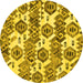 Round Machine Washable Abstract Yellow Modern Rug, wshabs1925yw