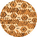 Round Machine Washable Abstract Orange Modern Area Rugs, wshabs1925org