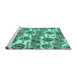 Sideview of Machine Washable Abstract Turquoise Modern Area Rugs, wshabs1925turq