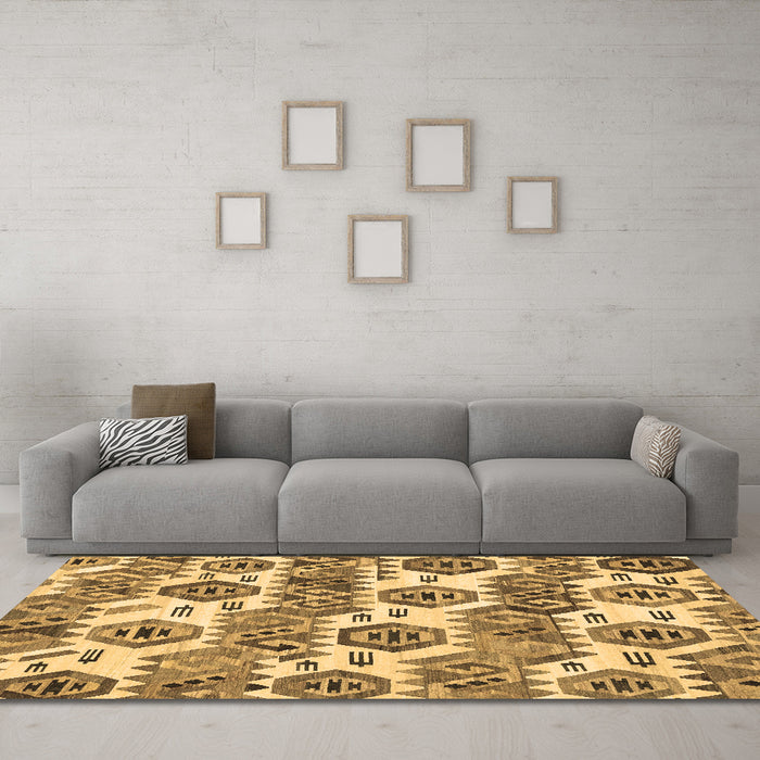 Machine Washable Abstract Brown Modern Rug in a Living Room,, wshabs1925brn