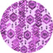 Round Machine Washable Abstract Purple Modern Area Rugs, wshabs1925pur