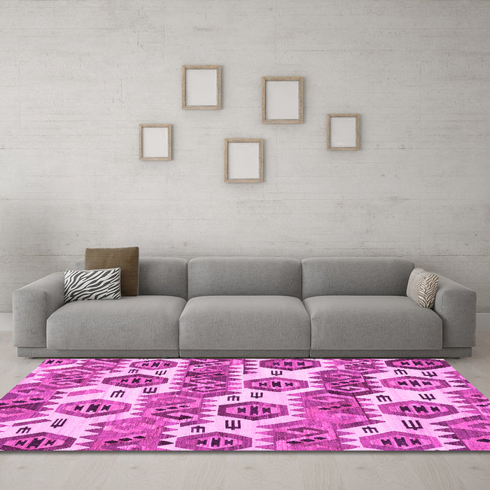 Machine Washable Abstract Pink Modern Rug in a Living Room, wshabs1925pnk