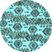 Round Machine Washable Abstract Light Blue Modern Rug, wshabs1925lblu