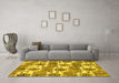 Machine Washable Abstract Yellow Modern Rug in a Living Room, wshabs1925yw