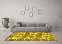 Machine Washable Abstract Yellow Modern Rug, wshabs1925yw