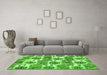 Machine Washable Abstract Green Modern Area Rugs in a Living Room,, wshabs1925grn