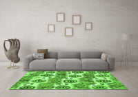 Machine Washable Abstract Green Modern Rug, wshabs1925grn