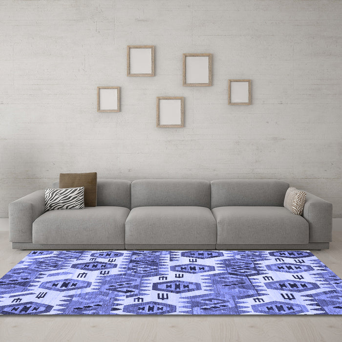 Machine Washable Abstract Blue Modern Rug in a Living Room, wshabs1925blu