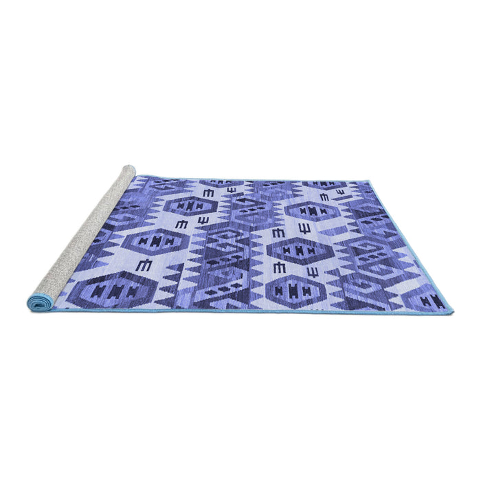 Sideview of Machine Washable Abstract Blue Modern Rug, wshabs1925blu