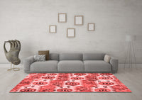 Machine Washable Abstract Red Modern Rug, wshabs1925red