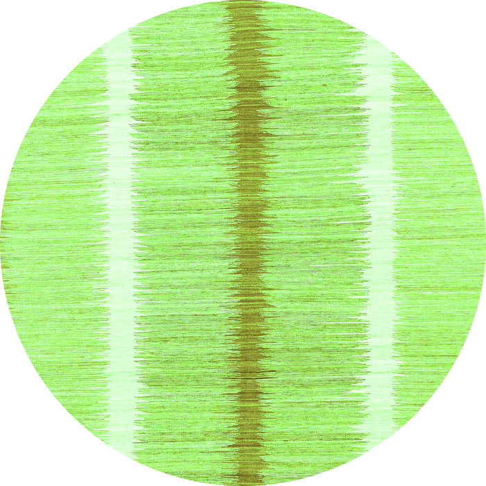 Round Machine Washable Abstract Green Modern Area Rugs, wshabs1926grn