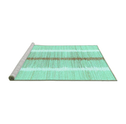 Sideview of Machine Washable Abstract Turquoise Modern Area Rugs, wshabs1926turq