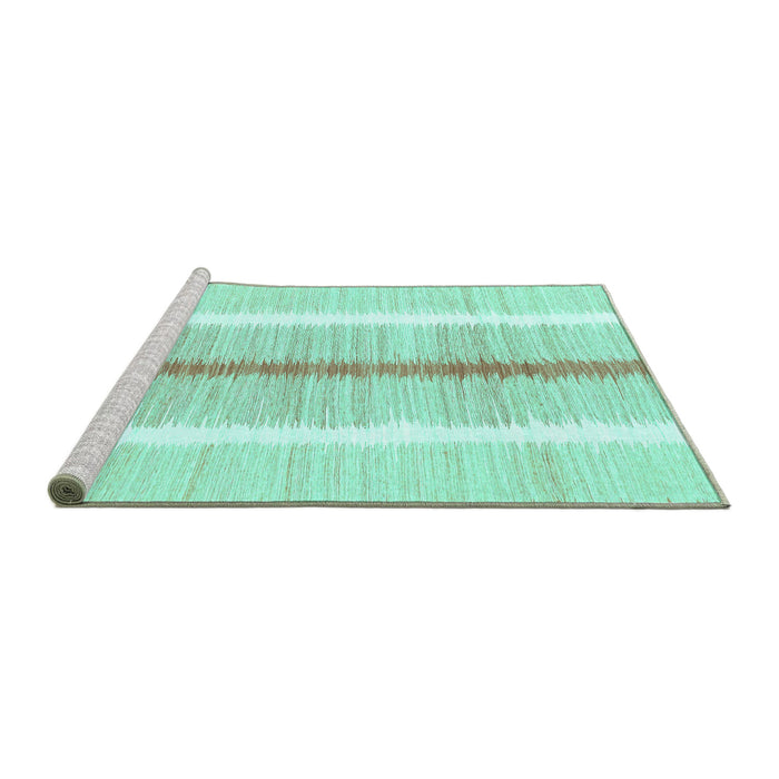 Sideview of Machine Washable Abstract Turquoise Modern Area Rugs, wshabs1926turq