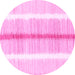 Round Machine Washable Abstract Pink Modern Rug, wshabs1926pnk