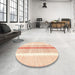 Round Machine Washable Abstract Gold Rug in a Office, wshabs1926