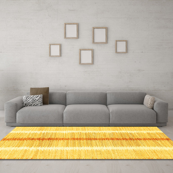 Machine Washable Abstract Yellow Modern Rug in a Living Room, wshabs1926yw