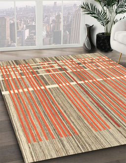 Abstract Red Modern Rug in Family Room, abs1927