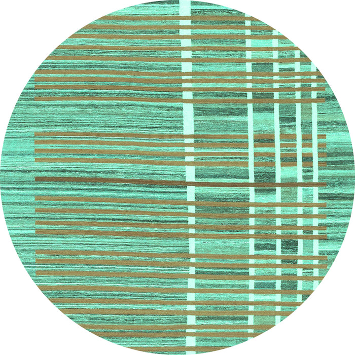 Round Abstract Turquoise Modern Rug, abs1927turq